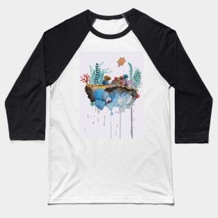 Underwater World Whimsical Watercolor Art Baseball T-Shirt